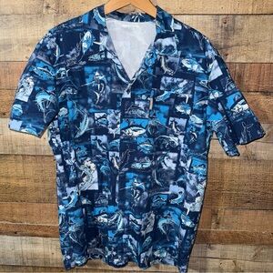 Columbia PFG Vented Button Up Shirt Fishing Gear Sharks Medium
